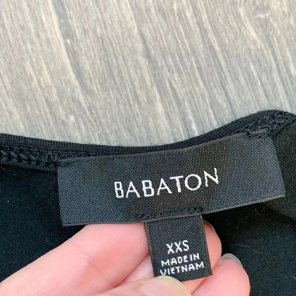 Aritzia Babaton Midi Dress Black Stretch Modal scoop neck Short Sleeve Size XXS - Picture 13 of 14